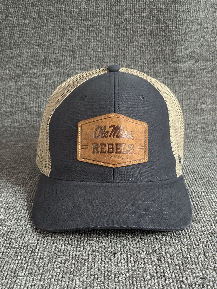 '47 Brand Ole Miss Rebels Trucker Snapback Hat Charcoal Khaki NCAA OSFA Mesh