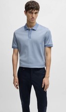 Hugo Boss Men's Slim Fit Cotton Blue Medium Mercerized Polo Shirt