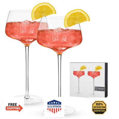 Viski Angled Stemmed Aperol/Campari Spritz Cocktail Glasses - Set of 2 Crystal C