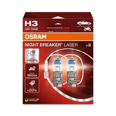 2x OSRAM NIGHT BREAKER  LASER H3 GLÜHLAMPE 12V PK22S | 64151NL-2HB