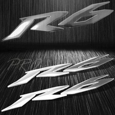 5-7/8"Raise 3D Vinyl Emblem Fender Fairing Logo Sticker YZF-R6/R6S Chrome Silver