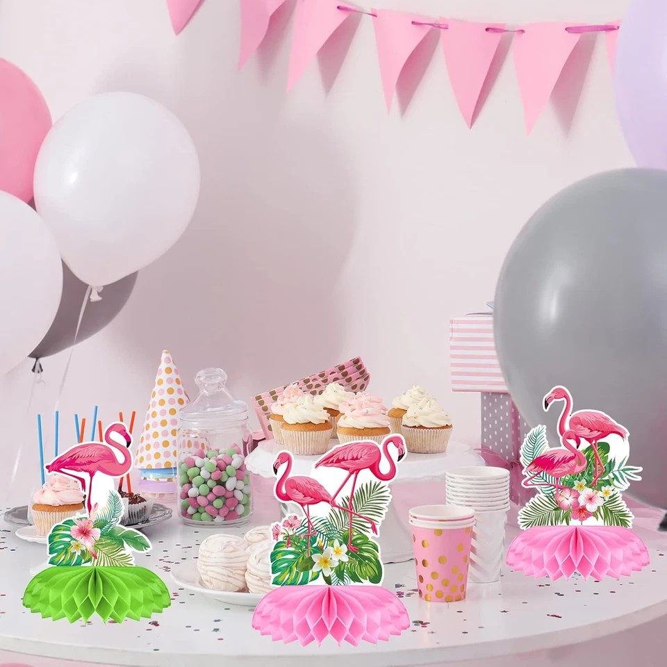 9 Piezas Centros de Mesa Flamenco Panal Luau Decoraciones Tropicales Decoración Ideas Foto 3 de 4