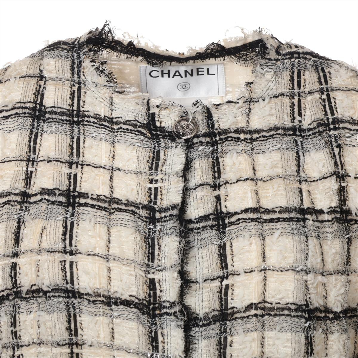 Chanel Coco Button Nylon Collarless Jacket White … - image 4