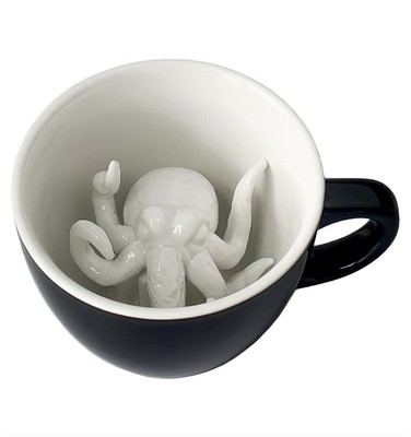 Creature Cup Coffee Mug, 3D Octopus Black with White, New, Novelty, 11oz