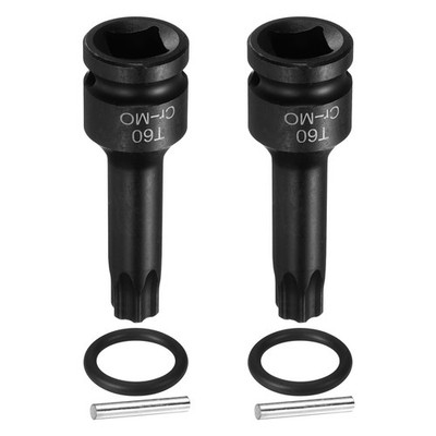 2pcs 1/2'' Drive Torx Bit Socket T60 Impact 6 Point Star Bit Sockets CR-MO Steel