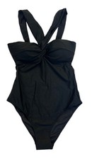 NWT Milly Betsy Black Bandeau One-Piece Swimsuit Women's M Moveable Straps