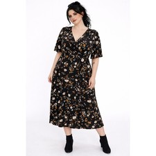 Torrid Womens 2X Plus Size Dress Floral Midi Short Sleeve Wrap Peasant Boho