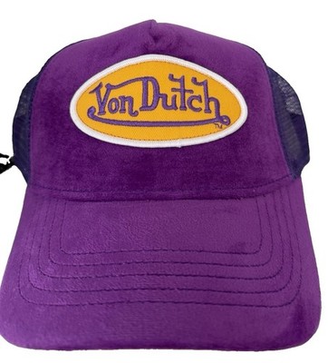 Authentic Von Dutch Purple Yellow Trucker Hat Cap Mesh Snapback NWT Velvet Y2K