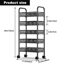 Image of 5-Tier Storage Trolley, Rolling Cart, Mesh Storage Cart, Mobile Storage Trolley