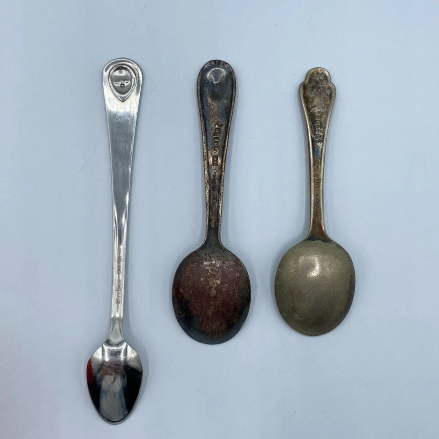 Juego de 3 cucharas cara bebé Gerber Winthrop plateadas y cubiertos Oneida de colección Foto 3 de 4