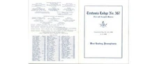Teutonia Lodge No 367 F & AM Program Masonic PA 1965 West Reading Paper Ephemera