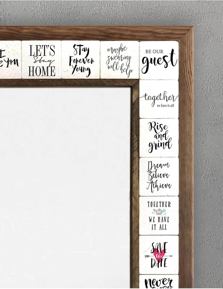 Elegante espelho de mármore em mosaico com moldura de madeira 53x73cm - Acento artístico na parede - Imagem 3 de 4