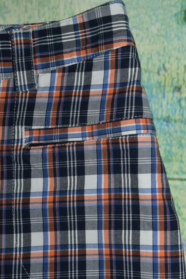 Pantalones Cortos de Golf Bermudas Largas Informales a Cuadros Dama Hagen Para Mujer 14 Azul Naranja Blanco Foto 4 de 4
