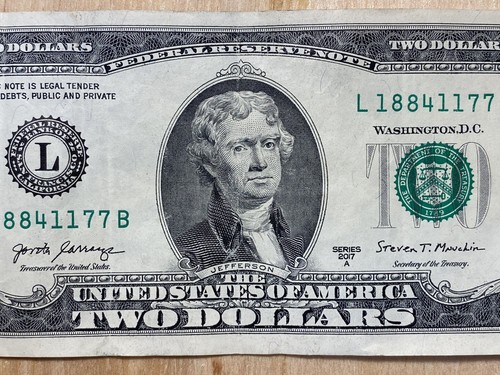 2017-A $2 BILL STAMPED “TRUST IN TRUMP” ON REVERSE FANCY SERIAL NUMBER 18841177 - Picture 7 of 12