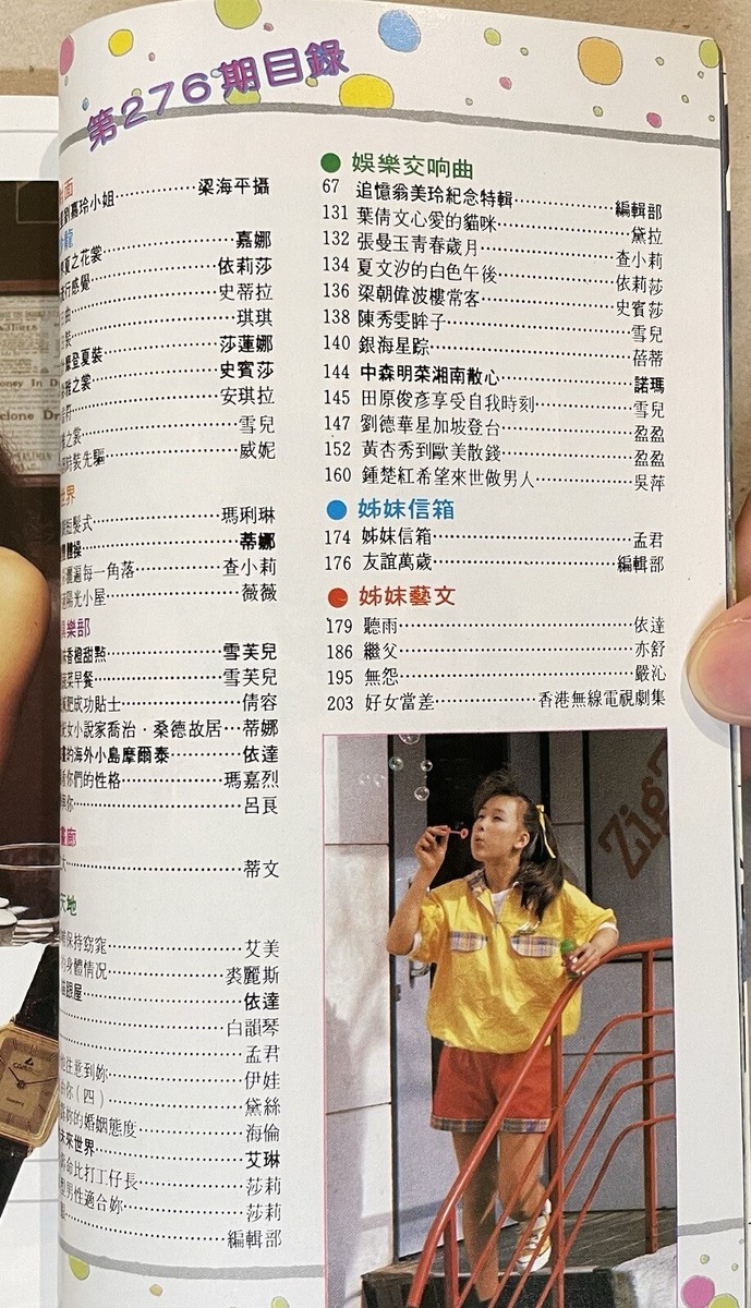 1985 劉嘉玲 Carina Lau 姊妹 #276 Sisters' Pictorial ladies