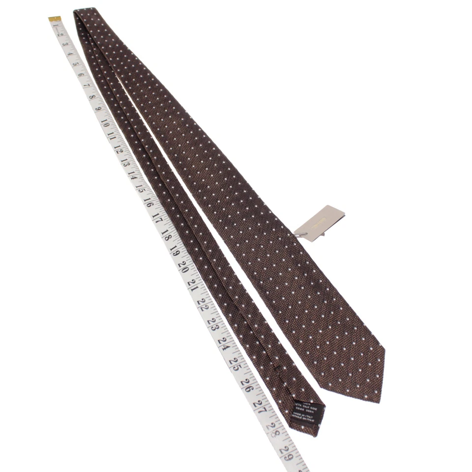 Corbata Tom Ford nueva con etiquetas en marrón y azul marino con lunares blancos 100 % seda Foto 3 de 4