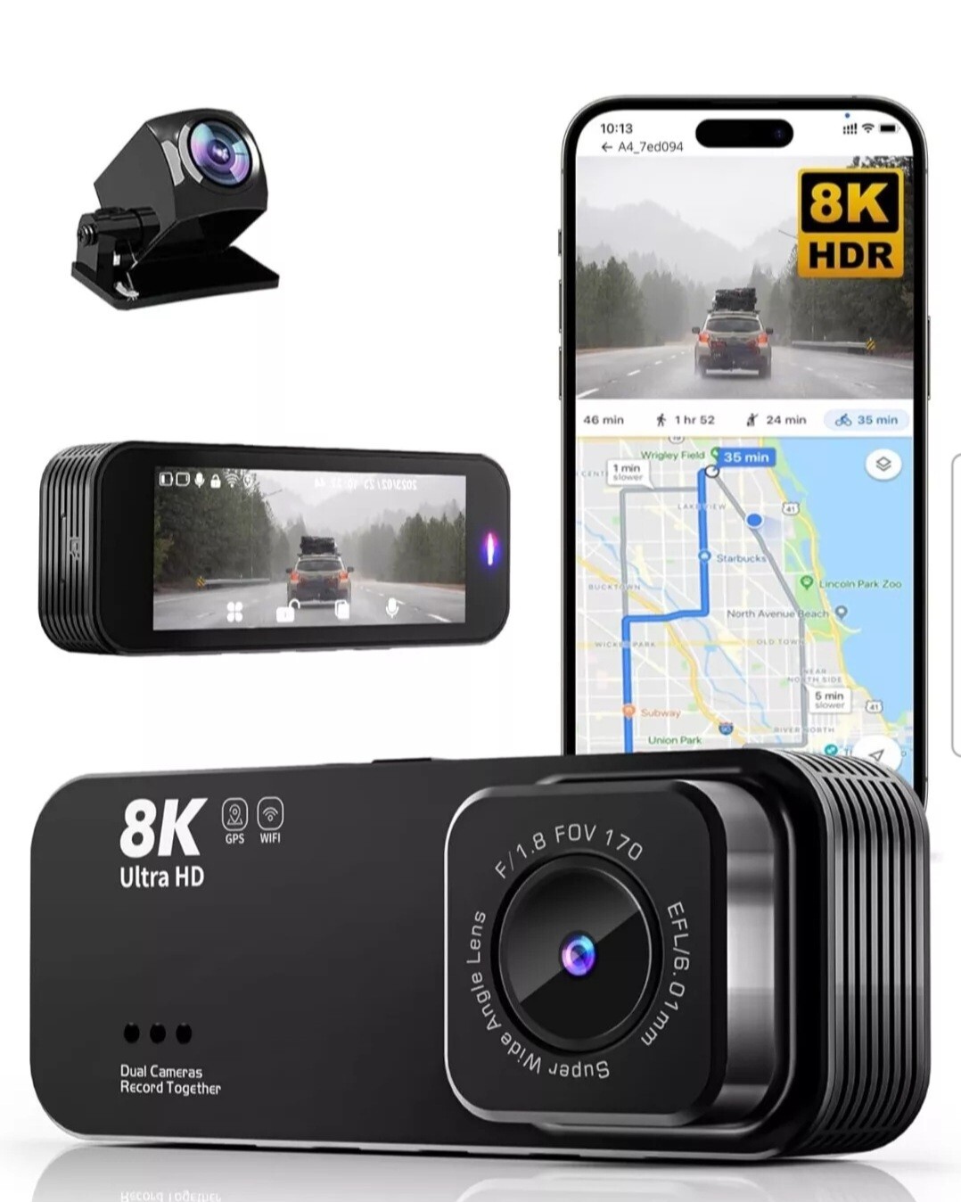 8K UHD Dash Cam with 3.16