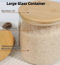 4.5"x6.5" Glass Food Storage Cannister with Airtight Bamboo Lower-wide Ktb
