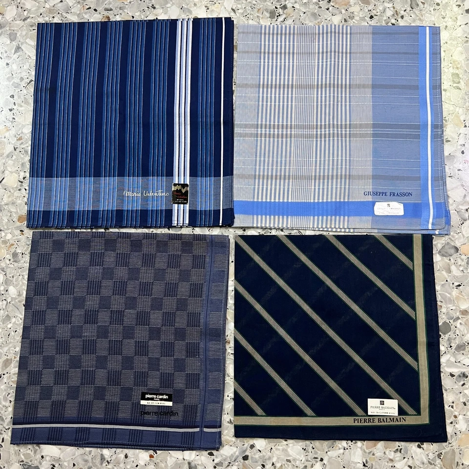 7 LENÇO CLÁSSICO AZUL ALGODÃO MASCULINO BOLSO QUADRADO 18" ARTE XADREZ XADREZ LISTRADO - Imagem 4 de 4