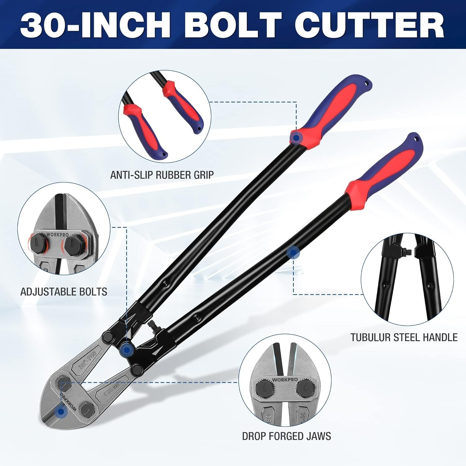 Heavy-Duty 30-Inch Bolt Cutter with Anti-Slip Grip and Strong Steel Blade