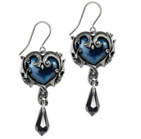 Alchemy Gothic Affaire Du Coeur Ohrringe Blau Herz Totenkopf Paar Haken E414