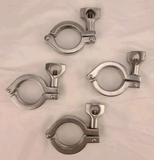 1.5 Inch SS Sanitary Tri Clamp Beer Stainless Steel LOT OF 4 Used