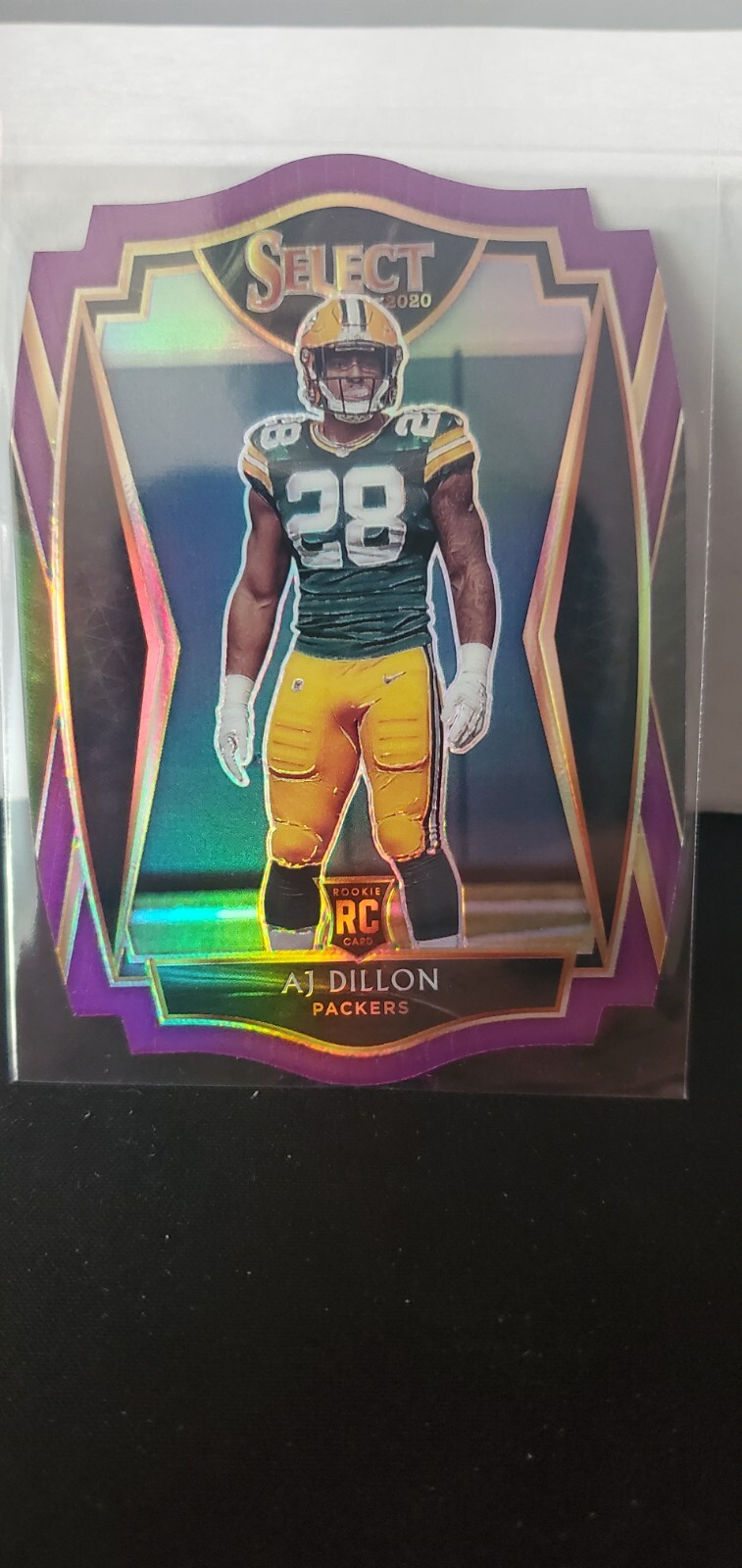 2020 Select AJ Dillon Premier Level Purple Prizm Die-Cut Rookie RC #165 