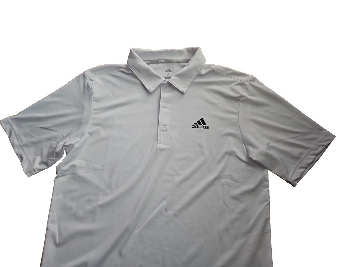 ADIDAS Mens Button DRI FIT GOLF Polo Sport Shirt 50 UPF White