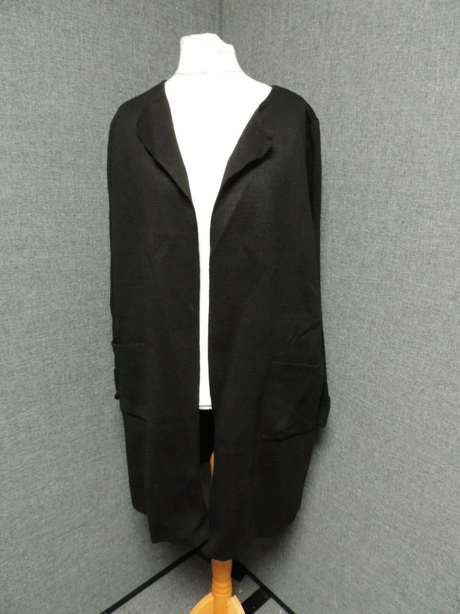Wallis Edge To Edge Longline Cardigan Black UK L RRP £40 LN022 AD