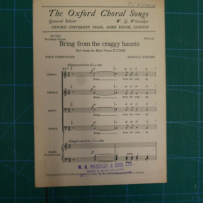 Gesangspartitur BRING FROM THE CRAGGY HAUNTS Harold Rhodes - John Todhunter, TTBB