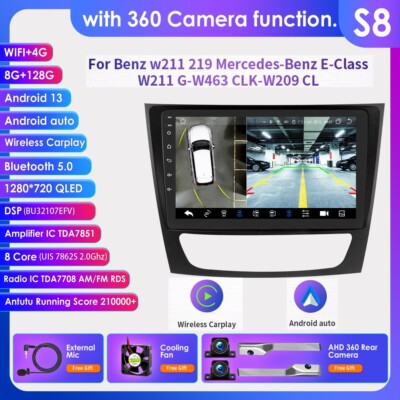 Für Mercedes Benz E-Class W211 W219 Autoradio Android13 GPS CarPlay8+128G 360CAM
