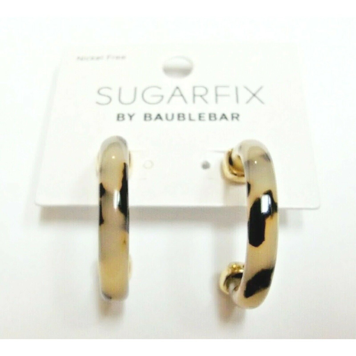 NWT SUGARFIX BY BAUBLEBAR Gold Tone Marbled Resin Classic Small Hoop  Earrings