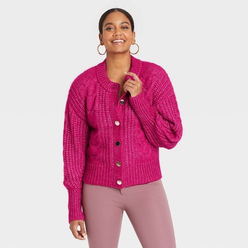 Women's Open Front Cardigan Dark Pink 