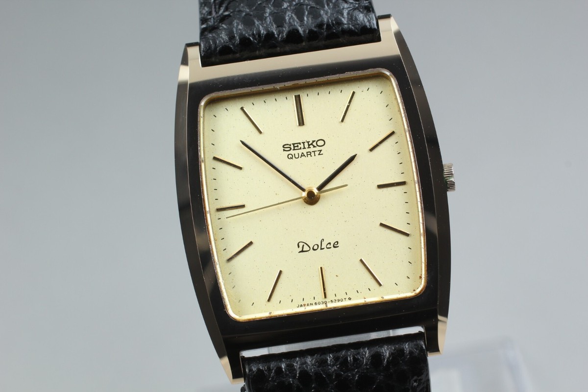Vintage [EXC+5 N/Batt Belt] SEIKO Dolce 6030-5320 Gold