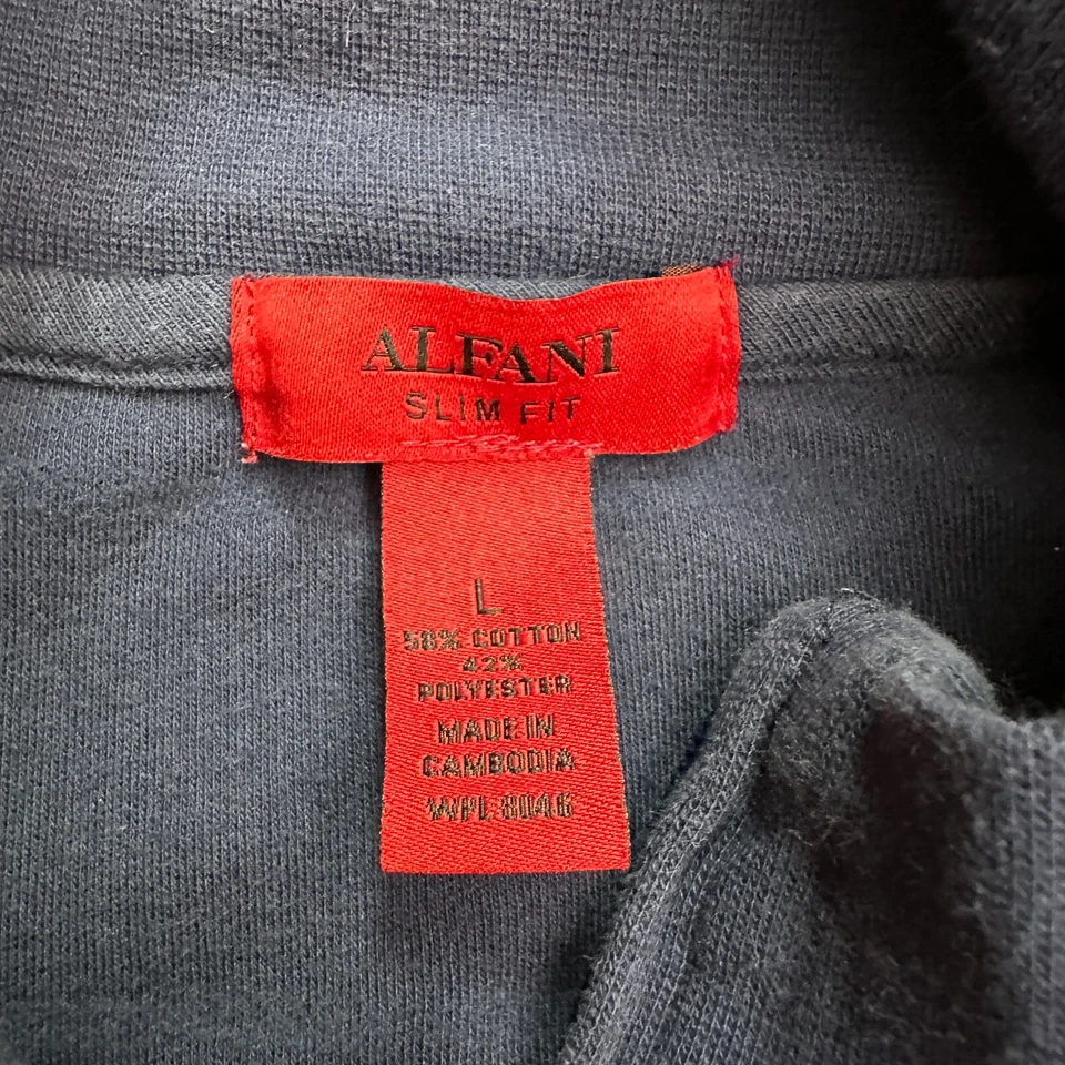 Sudadera Alfani Calce Ajustado Cremallera Completa Hombres Grande Azul Marino Cuello Simulado Informal Exterior Foto 4 de 4