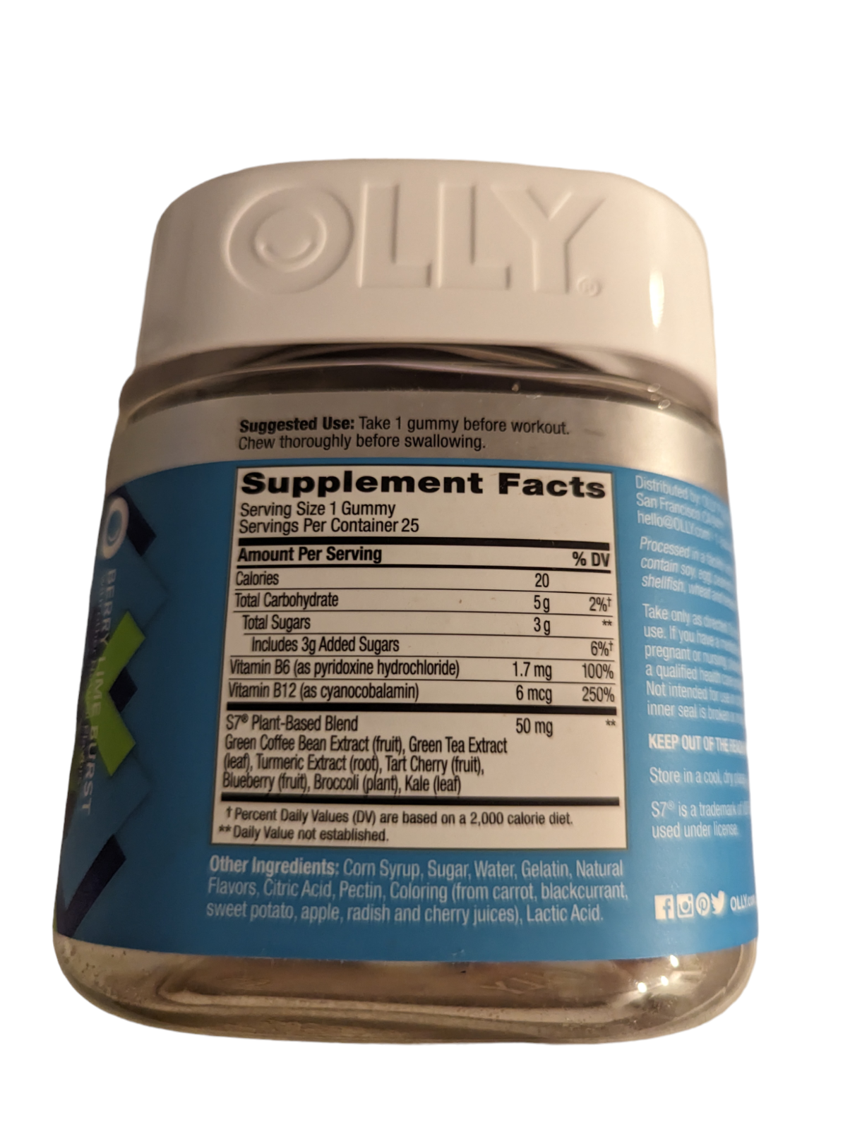 OLLY PreGame Energize 25 Workout Gummies Berry Lime Burst eBay