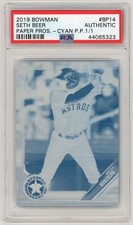 Seth Beer 2019 Bowman 1/1 Cyan Printing Plate PSA AUTHENTIC #BP14 | One-of-One