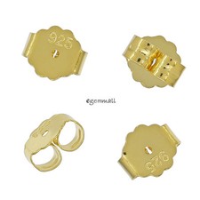 6 Gold Plated Sterling Silver Earring Nuts Butterfly Backs Clutches 6x7mm 99395