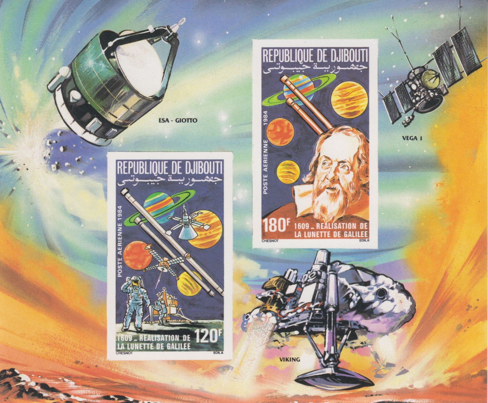 Djibouti MNH Sc C207-08 Imperf S/S Mi Bk 105B 40 Euro Space Stamps