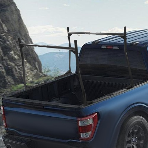 Adjustable Steel Trunk Bed Pickup Truck Ladder Rack W/ End Caps 800lbs Black