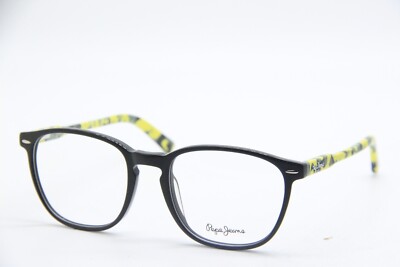 NEW PEPE JEANS OTIS PJ3259 C4 BLACK YELLOW AUTHENTIC EYEGLASSES FRAMES 52-19