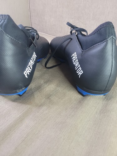 NWT Adidas Predator Edge .4 Men 13 Women 14 Black Blue Soccer Cleats S143 - Picture 6 of 11