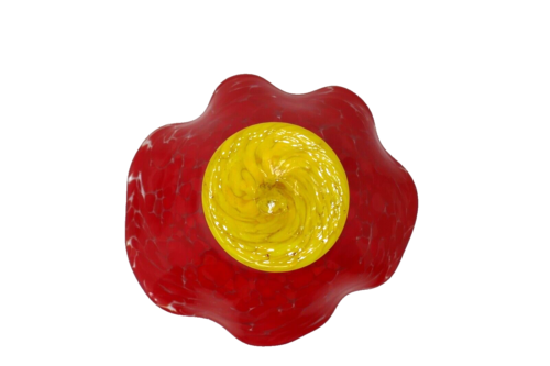 Artist Signed Wonkie Jimmie Art Glass Waffled Edge Footed Candy Compote Bowl Red - Picture 7 of 11