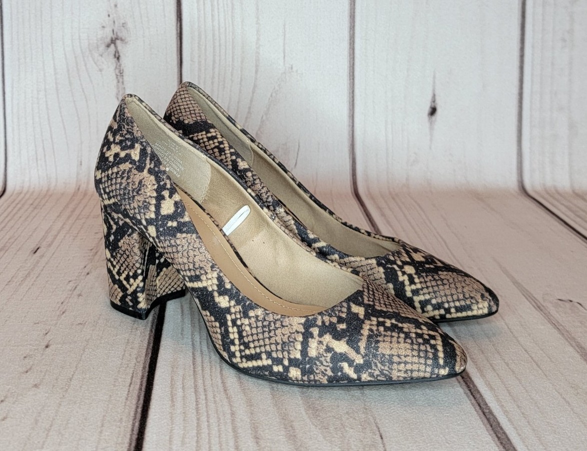 Block Heels Womens Snakeskin Sandals H&M Women's Size Snakeskin