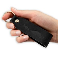 " Samui " Keychain Engraving Mr.Tumatsch-Leder Real Leather IN Black