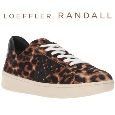 LOEFFLER RANDALL Elliot Sneaker Lace Up Low Top Leopard Print Ric Rac Italy 5.5
