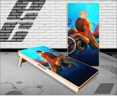 Octopus Underwater Nautical Cornhole Boards Bean Bag Toss Game