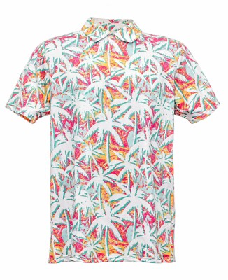 Proud 90 Ninety Men's Polo Collared Shirt MED Colorful Neon Palm