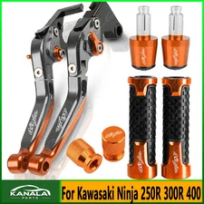 For Kawasaki Ninja 250R 300R 400 CNC Brake Clutch Levers Handle Grips Cap Set