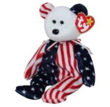 Spangle Ty Beanie Baby Pink Face Patriortic America Bear MWMT DOB July 14 1999